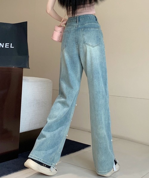 セール】【CANVAS+】パール付デニムパンツ（デニムパンツ