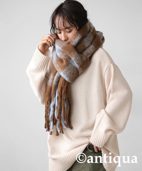 antiqua(アンティカ)の「チェック柄マフラー(マフラー・レディース・ブラック/ブラウン系その他・FREE)」の9枚目の写真