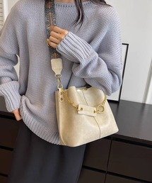 チェーンチャーム付 柄ベルト ショルダー BAG
