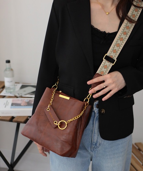 【タイムセール】PAMEO POSE マジック ウォレットチェーン ベルト セール】チェーンチャーム付 柄ベルト ショルダー BAG