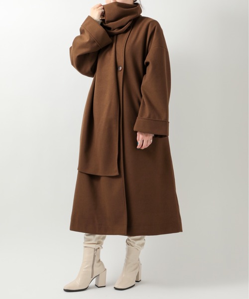 セール】【SETUP7】ビッグストール付ノーカラーコート trc（ノーカラー