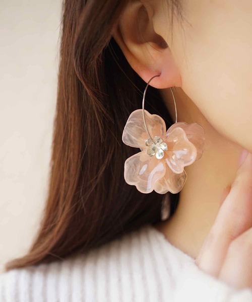 セール】jolie minette/ビックフラワー シルバー フープピアス（ピアス