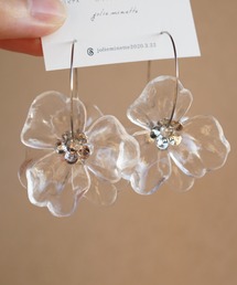 jolie minette/ビックフラワー シルバー フープピアス