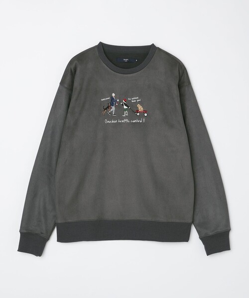 SHIPS Colors(シップス カラーズ)の「SHIPS Colors:〈洗濯機可能〉フェイクスエード エンブロイダリー スウェット2(スウェット・メンズ・ブラウン/グレー/ダークグレー/ナチュラル・MEDIUM/X-LARGE/LARGE)」の3枚目の写真