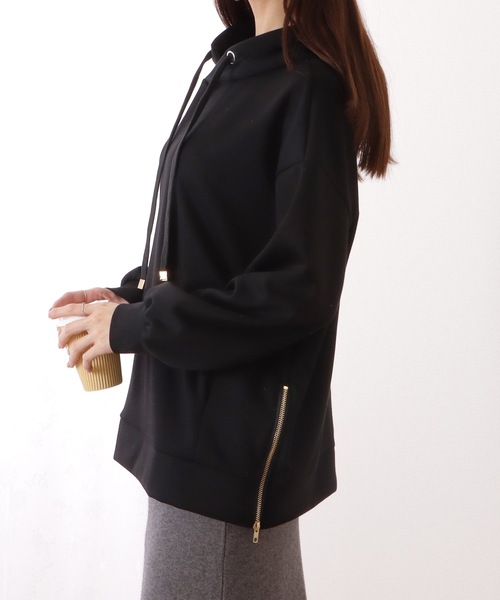 Lace Ladies(レースレディース)の「サイド ジップ ダンボール フーデット プルオーバー(パーカー・レディース・グレー/ブラック/アイボリー・FREE)」の6枚目の写真