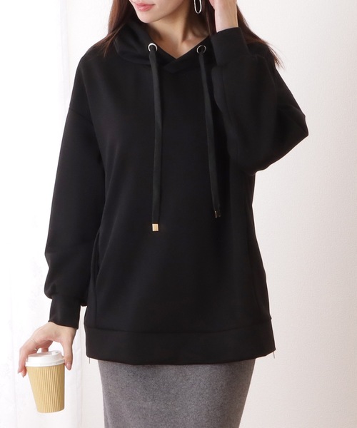 Lace Ladies(レースレディース)の「サイド ジップ ダンボール フーデット プルオーバー(パーカー・レディース・グレー/ブラック/アイボリー・FREE)」の7枚目の写真