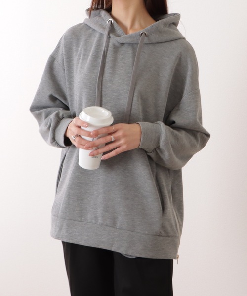 Lace Ladies(レースレディース)の「サイド ジップ ダンボール フーデット プルオーバー(パーカー・レディース・グレー/ブラック/アイボリー・FREE)」の12枚目の写真