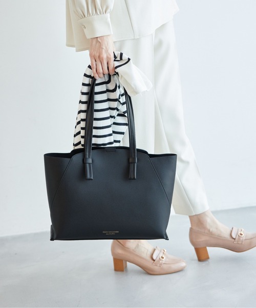 ROPE' PICNIC(ロペピクニック)の「A4対応/軽量シュリンクコンビトートバッグ(トートバッグ・レディース・グレー系その他/ベージュ系その他/ブラック・FREE)」の2枚目の写真
