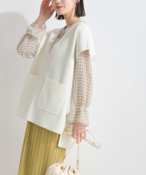 PICCIN（ピッチン）の「ポケット付きニットベスト（ニット/セーター・レディース・ブラック/グレイッシュベージュ/オフホワイト・M）」の6枚目の写真