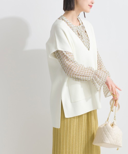 PICCIN（ピッチン）の「ポケット付きニットベスト（ニット/セーター・レディース・ブラック/グレイッシュベージュ/オフホワイト・M）」の5枚目の写真