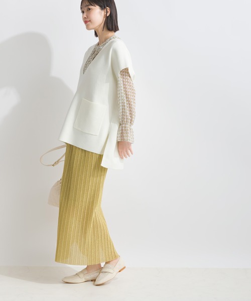 PICCIN（ピッチン）の「ポケット付きニットベスト（ニット/セーター・レディース・ブラック/グレイッシュベージュ/オフホワイト・M）」の7枚目の写真