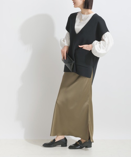 PICCIN（ピッチン）の「ポケット付きニットベスト（ニット/セーター・レディース・ブラック/グレイッシュベージュ/オフホワイト・M）」の15枚目の写真