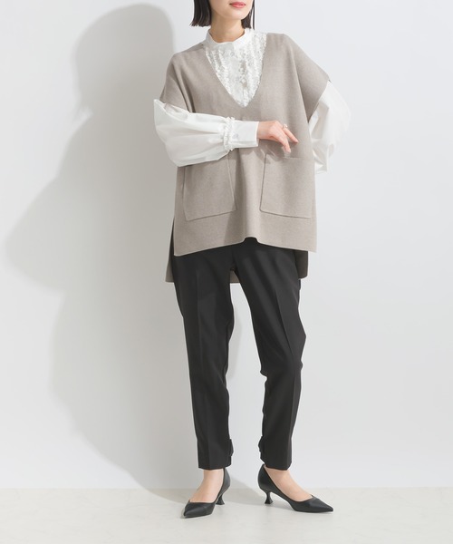 PICCIN（ピッチン）の「ポケット付きニットベスト（ニット/セーター・レディース・ブラック/グレイッシュベージュ/オフホワイト・M）」の9枚目の写真