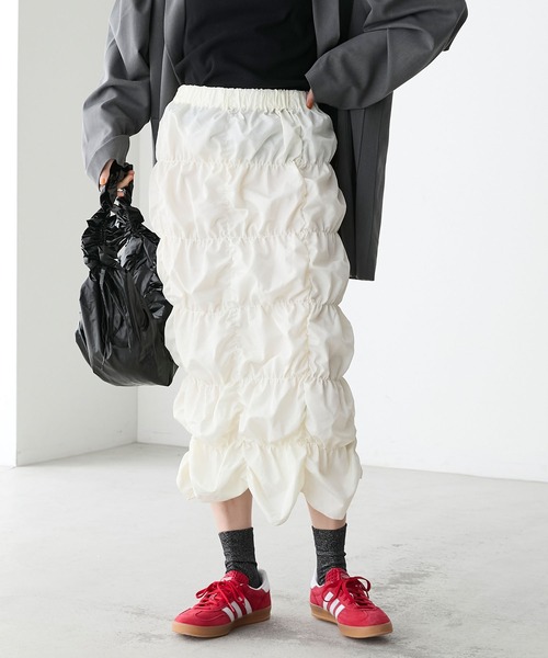 forksy.（フォルクシー）の「【forksy.】クシュクシュシャーリングスカート（スカート・レディース・チャコール/オフホワイト/ピンク・FREE）」の6枚目の写真