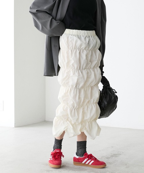 forksy.（フォルクシー）の「【forksy.】クシュクシュシャーリングスカート（スカート・レディース・チャコール/オフホワイト/ピンク・FREE）」の7枚目の写真