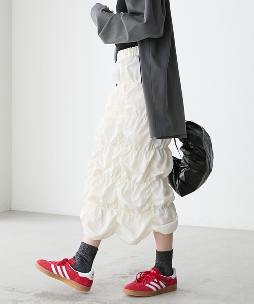 forksy.（フォルクシー）の「【forksy.】クシュクシュシャーリングスカート（スカート・レディース・チャコール/オフホワイト/ピンク・FREE）」の8枚目の写真