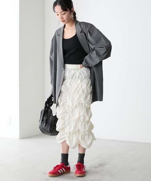 forksy.（フォルクシー）の「【forksy.】クシュクシュシャーリングスカート（スカート・レディース・チャコール/オフホワイト/ピンク・FREE）」の10枚目の写真