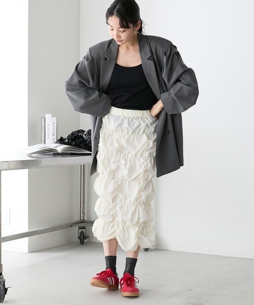 forksy.（フォルクシー）の「【forksy.】クシュクシュシャーリングスカート（スカート・レディース・チャコール/オフホワイト/ピンク・FREE）」の13枚目の写真