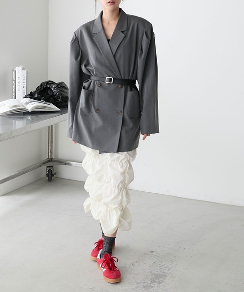 forksy.（フォルクシー）の「【forksy.】クシュクシュシャーリングスカート（スカート・レディース・チャコール/オフホワイト/ピンク・FREE）」の14枚目の写真