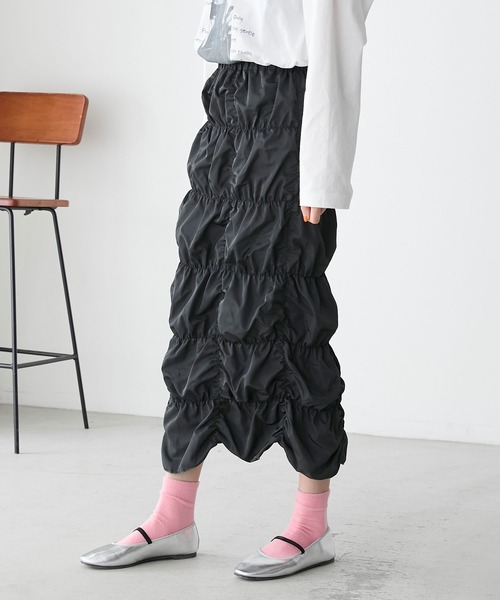 forksy.（フォルクシー）の「【forksy.】クシュクシュシャーリングスカート（スカート・レディース・チャコール/オフホワイト/ピンク・FREE）」の15枚目の写真