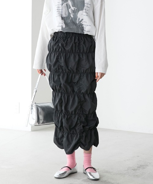 forksy.（フォルクシー）の「【forksy.】クシュクシュシャーリングスカート（スカート・レディース・チャコール/オフホワイト/ピンク・FREE）」の16枚目の写真