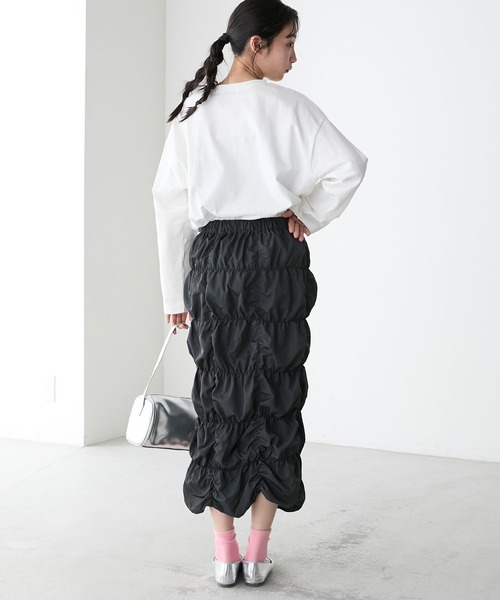 forksy.（フォルクシー）の「【forksy.】クシュクシュシャーリングスカート（スカート・レディース・チャコール/オフホワイト/ピンク・FREE）」の20枚目の写真