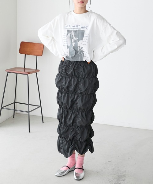 forksy.（フォルクシー）の「【forksy.】クシュクシュシャーリングスカート（スカート・レディース・チャコール/オフホワイト/ピンク・FREE）」の21枚目の写真