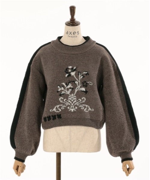 axes femme（アクシーズファム）の「オーナメントＪＱモールニット（ニット/セーター・レディース・キナリ/グレー・FREE）」の6枚目の写真