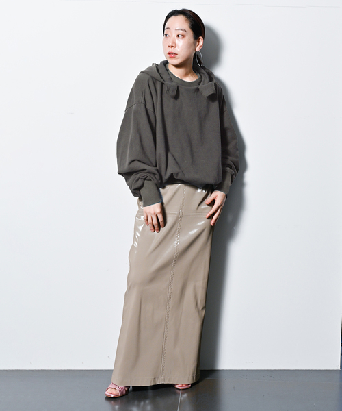 cityshop フェイクレザー　ロングツヤスカート FAUX LEATHER POCKET スカート（ロング・マキシ丈スカート