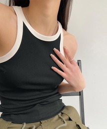 タンクトップ ロング丈 配色 ストリート