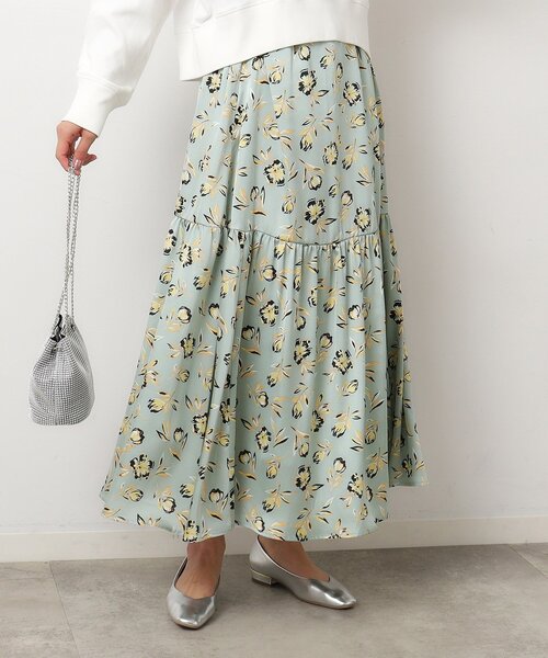 セール】フラワープリントロングスカート【洗える】（スカート  