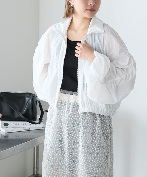 forksy.】シアーナイロンシャーリングクロップドブルゾン forksy
