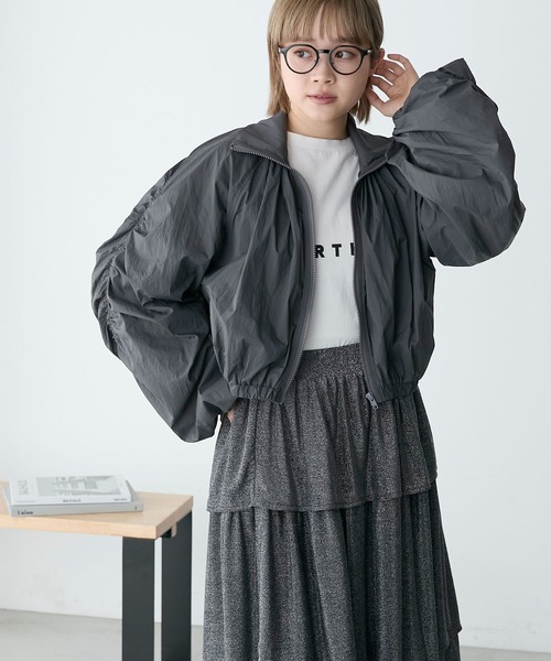 forksy.(フォルクシー)の「【forksy.】シアーナイロンシャーリングクロップドブルゾン(ナイロンジャケット・レディース・ミント/チャコール/オフホワイト・FREE)」の9枚目の写真