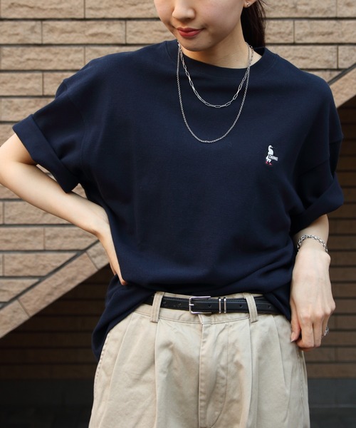 CHUMS(チャムス)の「CHUMS/チャムス オーバーサイズ ブービー ピケTシャツ OVERSIZED BOOBY PIQUE T-SHIRT(Tシャツ/カットソー・メンズ・ブラック/ホワイト/ネイビー・M/S/L)」の3枚目の写真