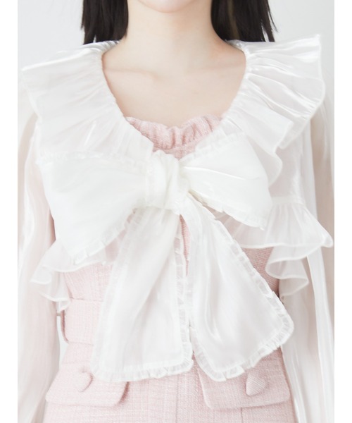 Ank Rouge（アンクルージュ）の「シアークロップドブラウス（シャツ/ブラウス・レディース・ホワイト/ブラック/ブルー・M）」の6枚目の写真