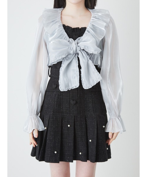 Ank Rouge（アンクルージュ）の「シアークロップドブラウス（シャツ/ブラウス・レディース・ホワイト/ブラック/ブルー・M）」の7枚目の写真