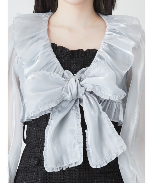 Ank Rouge（アンクルージュ）の「シアークロップドブラウス（シャツ/ブラウス・レディース・ホワイト/ブラック/ブルー・M）」の8枚目の写真