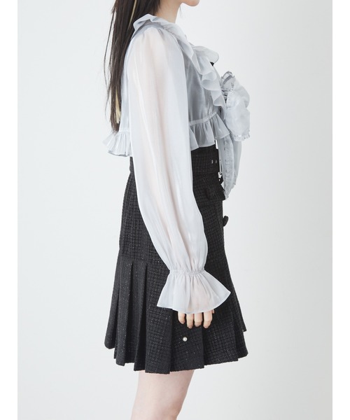 Ank Rouge（アンクルージュ）の「シアークロップドブラウス（シャツ/ブラウス・レディース・ホワイト/ブラック/ブルー・M）」の10枚目の写真