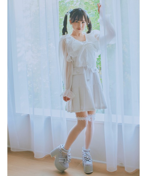 Ank Rouge（アンクルージュ）の「シアークロップドブラウス（シャツ/ブラウス・レディース・ホワイト/ブラック/ブルー・M）」の12枚目の写真