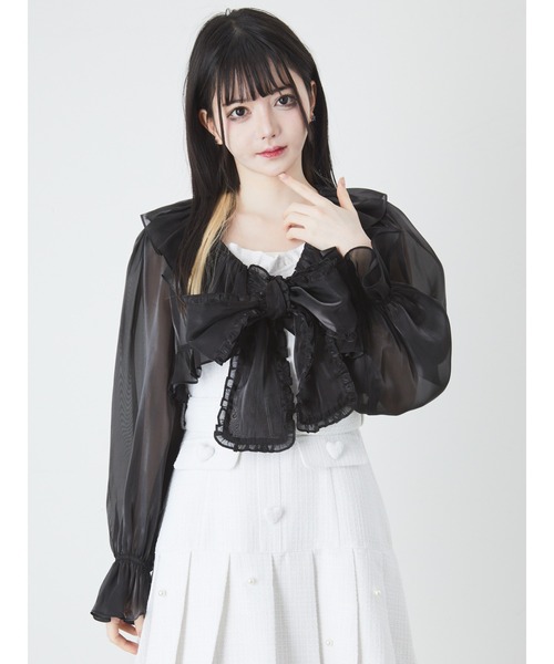 Ank Rouge（アンクルージュ）の「シアークロップドブラウス（シャツ/ブラウス・レディース・ホワイト/ブラック/ブルー・M）」の13枚目の写真