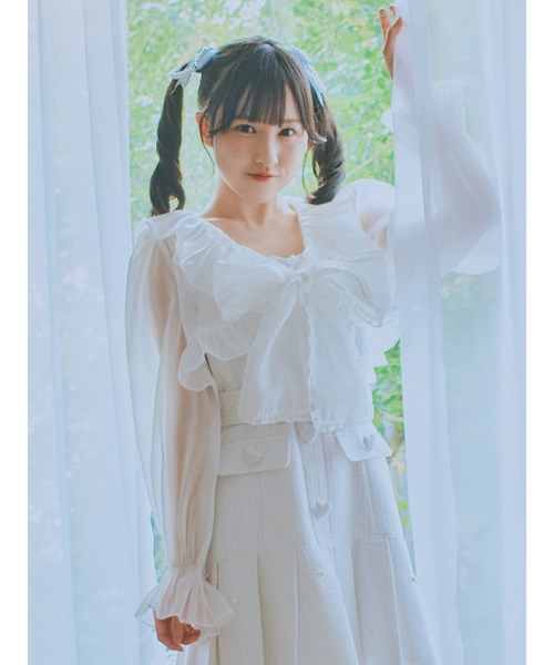 Ank Rouge（アンクルージュ）の「シアークロップドブラウス（シャツ/ブラウス・レディース・ホワイト/ブラック/ブルー・M）」の15枚目の写真