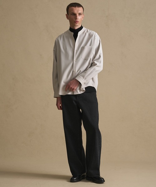 PUBLIC TOKYO（パブリックトウキョウ）の「コンフォートリラックスバンドカラーシャツ（シャツ/ブラウス・メンズ・ホワイト/ライトブラウン/ストライプ/ブルー/ダークブラウン/ベージュ×ブラック/ホワイト×ブルー/ホワイト×ブラウン・2/1/0/3/000）」の21枚目の写真