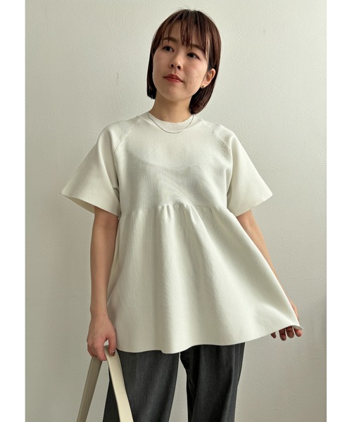 palm RICHE（ポームリシュ）の「ペプラムニットTOPS（Tシャツ/カットソー・レディース・ブラック/レッド/オフホワイト・M）」の2枚目の写真