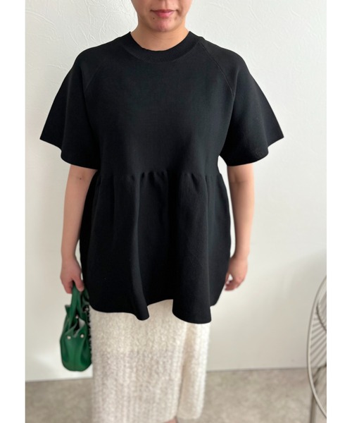 palm RICHE（ポームリシュ）の「ペプラムニットTOPS（Tシャツ/カットソー・レディース・ブラック/レッド/オフホワイト・M）」の11枚目の写真