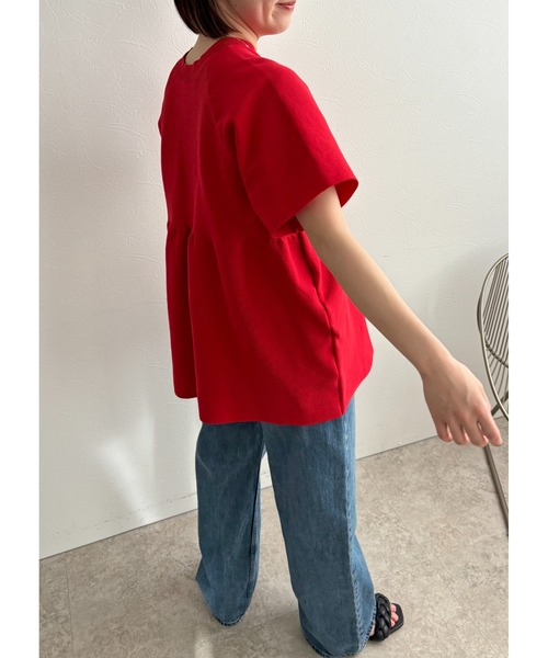 palm RICHE（ポームリシュ）の「ペプラムニットTOPS（Tシャツ/カットソー・レディース・ブラック/レッド/オフホワイト・M）」の9枚目の写真