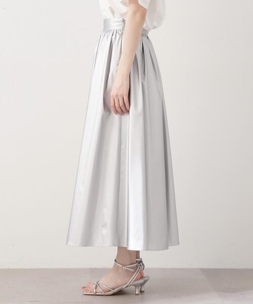 PROPORTION BODY DRESSING（プロポーションボディドレッシング）の「シャイニーギャザースカート / 1214120407（スカート・レディース・オフホワイト/シルバー・SMALL/MEDIUM）」の17枚目の写真