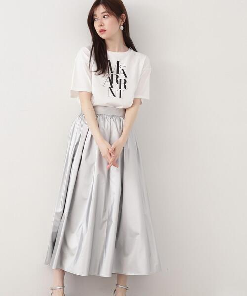 PROPORTION BODY DRESSING（プロポーションボディドレッシング）の「シャイニーギャザースカート / 1214120407（スカート・レディース・オフホワイト/シルバー・SMALL/MEDIUM）」の2枚目の写真