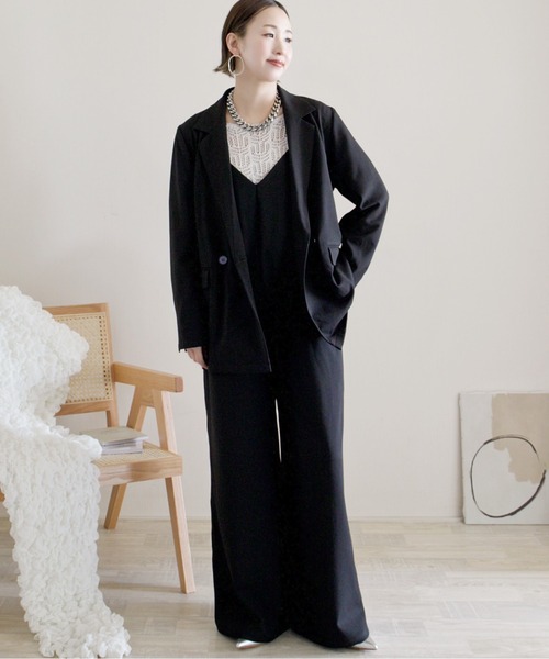 ECRIRE（エクリール）の「【ECRIRE by 陽】オーバーサイズダブルジャケット【セットアップ対応】（テーラードジャケット・レディース・ブラック/グレー/ベージュ・M）」の10枚目の写真