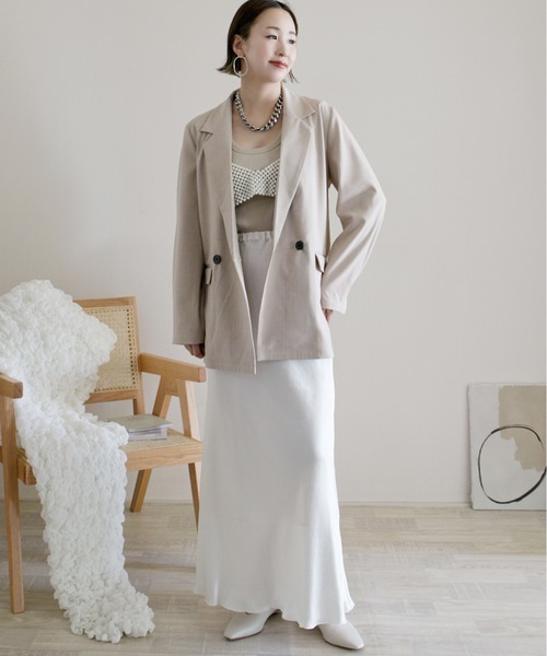 ECRIRE（エクリール）の「【ECRIRE by 陽】オーバーサイズダブルジャケット【セットアップ対応】（テーラードジャケット・レディース・ブラック/グレー/ベージュ・M）」の5枚目の写真