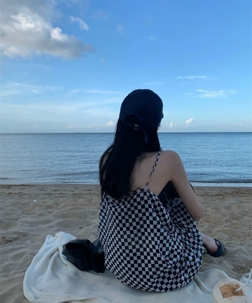 SHEENA(シーナ)の「チェッカーフラッグシアーキャミワンピース(ワンピース・レディース・ホワイト×ブラック・M)」の3枚目の写真
